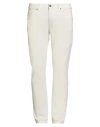 Take-two Man Jeans Ivory Size 34 Cotton, Elastane In Neutral