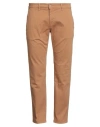 Take-two Man Pants Camel Size 30 Cotton, Elastane In Sand