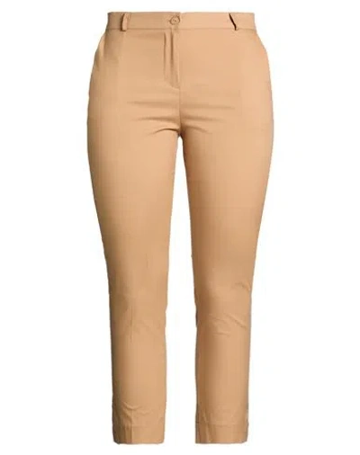Take-two Woman Pants Camel Size Xl Cotton, Nylon, Elastane In Neutral