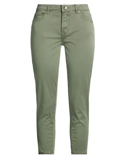 Take-two Woman Pants Military Green Size 31 Cotton, Elastane In Gray