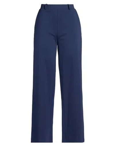 Take-two Woman Pants Navy Size M Cotton, Nylon, Elastane In Blue