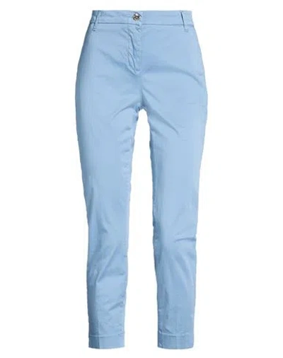 Take-two Woman Pants Pastel Blue Size 4 Cotton, Elastane