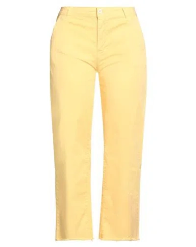 Take-two Woman Pants Yellow Size 8 Cotton, Elastane