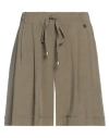 Take-two Woman Shorts & Bermuda Shorts Military Green Size Xs Viscose, Linen In Green