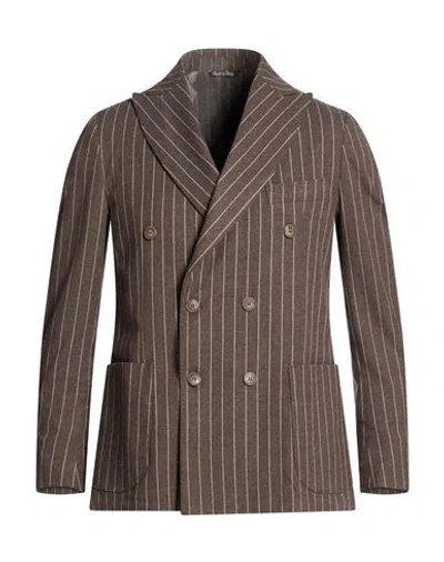 Takeshy Kurosawa Man Blazer Dark Brown Size 46 Polyester, Viscose, Wool, Elastane