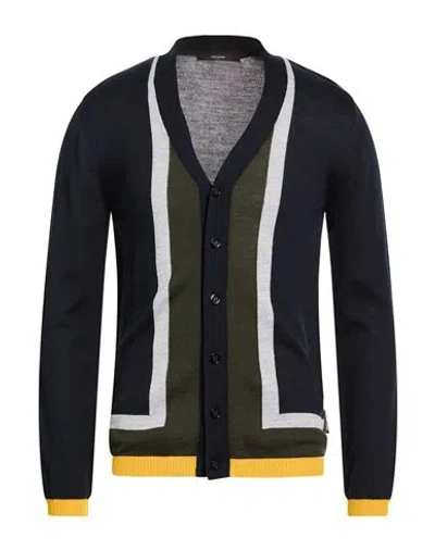 Takeshy Kurosawa Man Cardigan Midnight Blue Size L Merino Wool, Acrylic