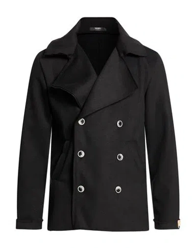 Takeshy Kurosawa Man Coat Black Size L Recycled Polyester, Polyester, Viscose