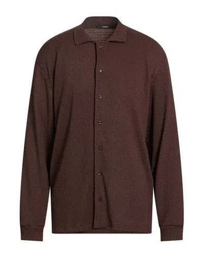 Takeshy Kurosawa Man Shirt Chocolate Brown Size Xxl Polyethylene, Elastane In Gray
