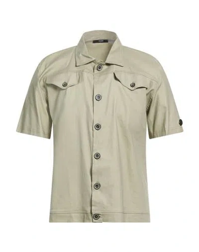 Takeshy Kurosawa Man Shirt Sage Green Size L Viscose, Linen, Cotton, Elastane In Gray
