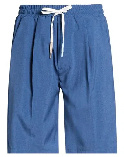 Takeshy Kurosawa Man Shorts & Bermuda Shorts Blue Size L Viscose, Polyester, Wool