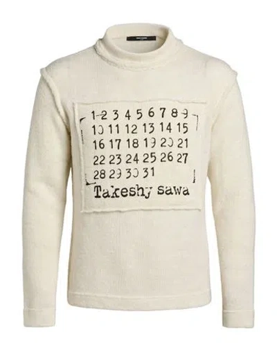Takeshy Kurosawa Man Sweater Cream Size L Acrylic, Polyester, Nylon, Wool, Elastane In White