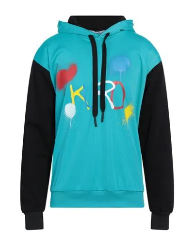Takeshy Kurosawa Man Sweatshirt Turquoise Size Xl Cotton, Polyester In Blue