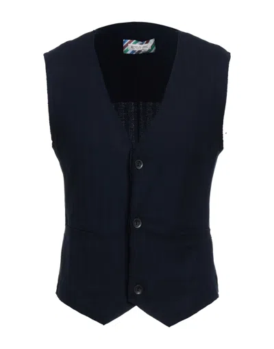 Takeshy Kurosawa Man Tailored Vest Midnight Blue Size S Polyester, Viscose, Elastane