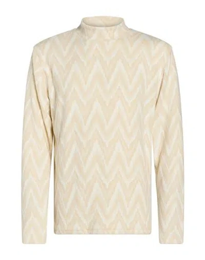 Takeshy Kurosawa Man Turtleneck Cream Size L Pes, Wool, Rayon, Elastane In Neutral