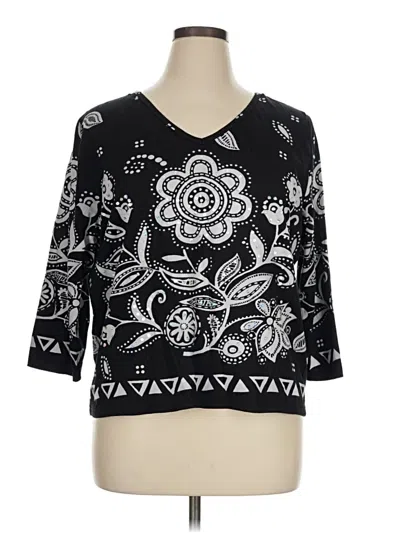 Pre-owned Take-two 3/4 Sleeve Top Black V-neck Tops