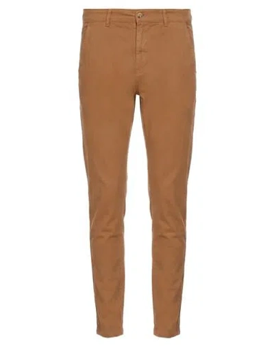 Take-two Man Pants Camel Size 28 Cotton, Elastane In Beige