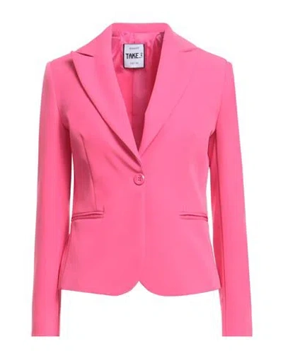 Take-two Woman Blazer Fuchsia Size M Polyester, Elastane In Pink