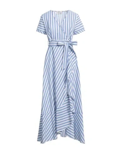 Take-two Woman Maxi Dress Azure Size L Cotton, Polyester In Blue