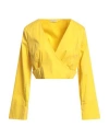 Take-two Woman Top Yellow Size L Cotton, Nylon, Elastane In Yellow