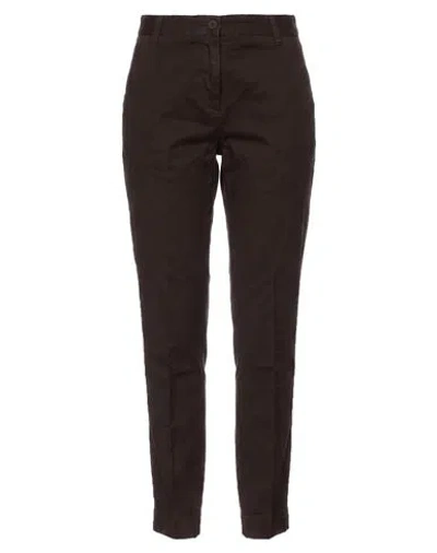Take-two Woman Pants Dark Brown Size 10 Cotton, Elastane