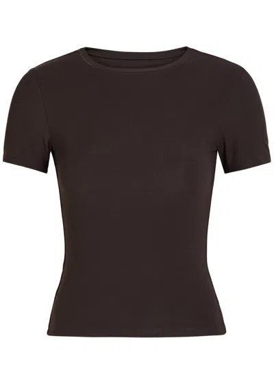 Tala 365 Ribbed Stretch-modal T-shirt In Brown
