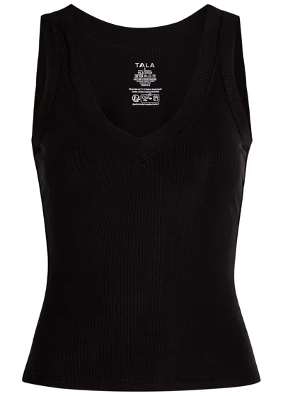 Tala 365 Ribbed V-neck Stretch-modal Waistcoat In Black