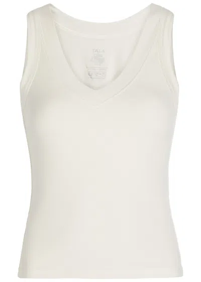 Tala 365 Ribbed V-neck Stretch-modal Vest In White