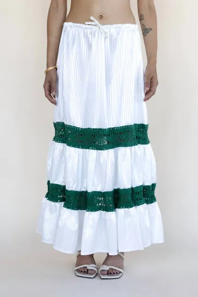 Tala Barbotin Khalidy Ruffled Silk Skirt In White