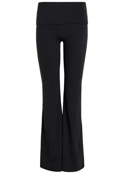 Tala Dayflex Fold-waist Flared Stretch-jersey Trousers In Black