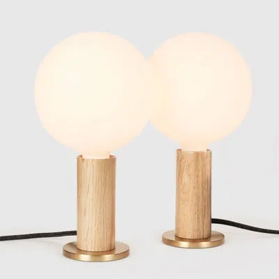 Tala Knuckle Table Lamp In Oak + Sphere Iv In Gold
