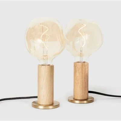 Tala Knuckle Table Lamp In Oak + Voronoi I In Gold