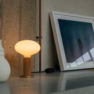 Tala Knuckle Table Lamp In Walnut + Oval In Brown