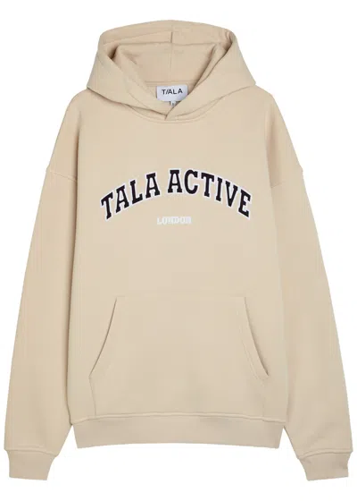 Tala Logo-embroidered Hooded Cotton-blend Sweatshirt In Nude