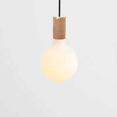 Tala Porcelain Iii Single Pendant In Brass In Oak