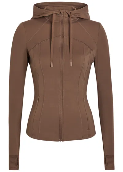Tala Skinluxe Hooded Stretch-jersey Running Jacket In Brown