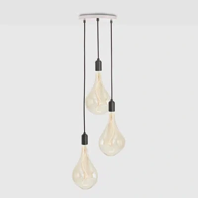 Tala Small Canopy, Brass Grip With 3 Pendants & 3 Voronoi Iii In Matte Black
