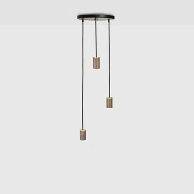 Tala Walnut Triple Pendant In Matte Black