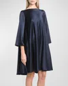 TALBOT RUNHOF 3/4-SLEEVE CREPE SATIN MINI SHIFT DRESS