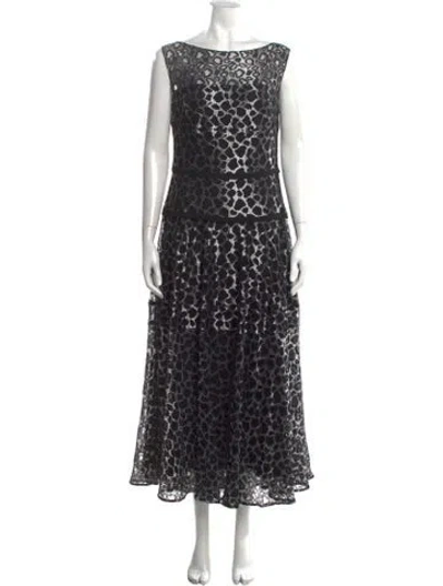 Pre-owned Talbot Runhof Animal Print Long Dress In Black