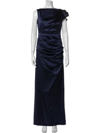 Pre-owned Talbot Runhof Asymmetrical Long Dress In Blue/purple
