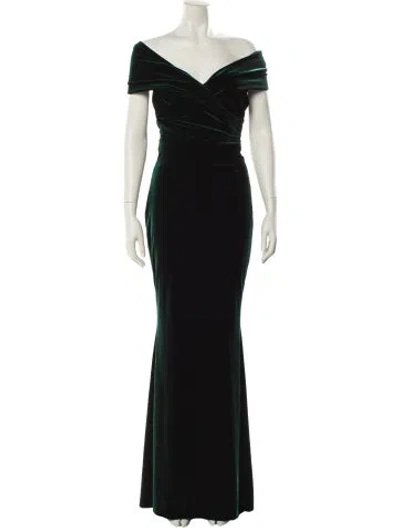 Pre-owned Talbot Runhof Asymmetrical Long Dress In Green
