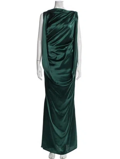 Pre-owned Talbot Runhof Asymmetrical Long Dress In Green