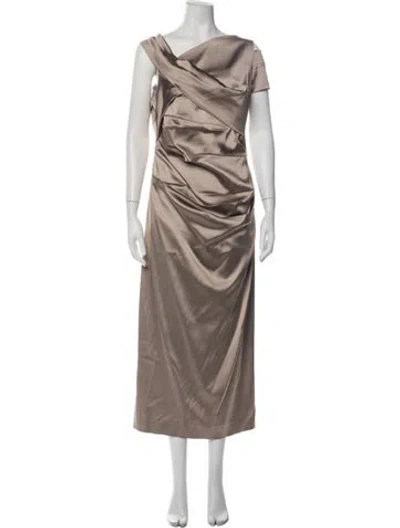 Pre-owned Talbot Runhof Asymmetrical Long Dress In Neutrals