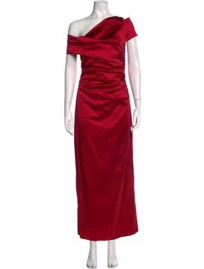 Pre-owned Talbot Runhof Asymmetrical Long Dress In Red