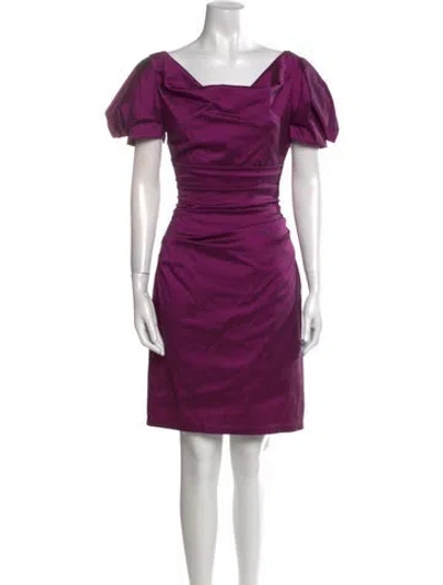 Pre-owned Talbot Runhof Bateau Neckline Knee-length Dress In Purple