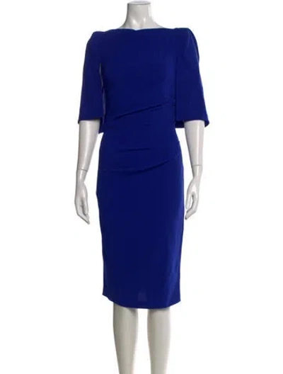 Pre-owned Talbot Runhof Bateau Neckline Knee-length Dress W/ Tags In Blue
