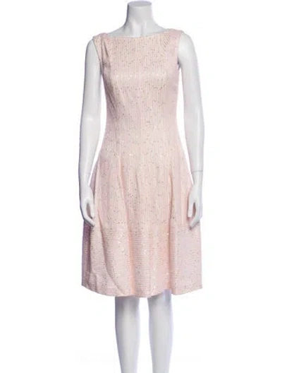 Pre-owned Talbot Runhof Bateau Neckline Knee-length Dress W/ Tags In Pink