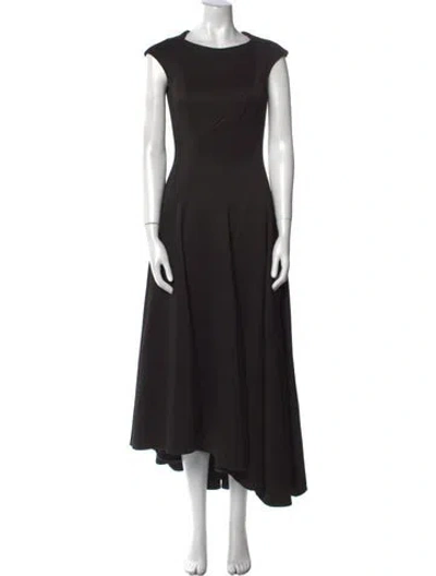 Pre-owned Talbot Runhof Bateau Neckline Long Dress In Black