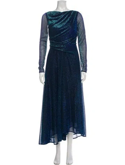 Pre-owned Talbot Runhof Bateau Neckline Long Dress In Blue