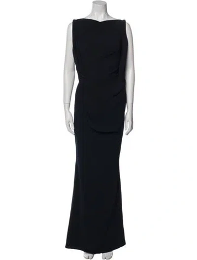 Pre-owned Talbot Runhof Bateau Neckline Long Dress In Blue